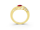 Yellow gold Bezel Set Marquise Cut Diamond Split Shank Ring_3