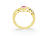 Yellow gold Bezel Set Marquise Cut Diamond Split Shank Ring_3