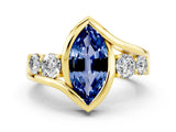 Yellow gold Bezel Set Marquise Cut Diamond Split Shank Ring