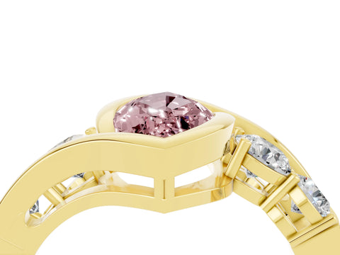 Yellow gold Bezel Set Marquise Cut Diamond Split Shank Ring_4