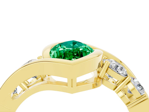 Yellow gold Bezel Set Marquise Cut Diamond Split Shank Ring_4