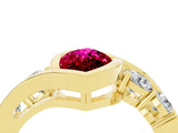 Yellow gold Bezel Set Marquise Cut Diamond Split Shank Ring_4