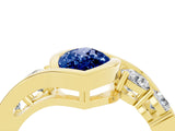 Yellow gold Bezel Set Marquise Cut Diamond Split Shank Ring_4
