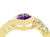 Yellow gold Bezel Set Marquise Cut Diamond Split Shank Ring_4
