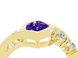 Yellow gold Bezel Set Marquise Cut Diamond Split Shank Ring_4