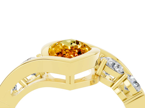 Yellow gold Bezel Set Marquise Cut Diamond Split Shank Ring_4