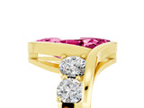 Yellow gold Bezel Set Marquise Cut Diamond Split Shank Ring_5