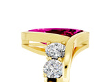 Yellow gold Bezel Set Marquise Cut Diamond Split Shank Ring_5