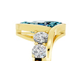 Yellow gold Bezel Set Marquise Cut Diamond Split Shank Ring_5