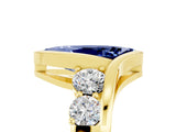 Yellow gold Bezel Set Marquise Cut Diamond Split Shank Ring_5