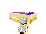 Yellow gold Bezel Set Marquise Cut Diamond Split Shank Ring_5