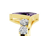 Yellow gold Bezel Set Marquise Cut Diamond Split Shank Ring_5