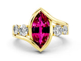 Yellow gold Bezel Set Marquise Cut Diamond Split Shank Ring