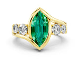 Yellow gold Bezel Set Marquise Cut Diamond Split Shank Ring