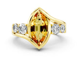 Yellow gold Bezel Set Marquise Cut Diamond Split Shank Ring