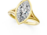 Yellow gold Bezel Set Marquise Cut Solitaire Ring with Tapered Band 1