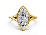 Yellow gold Bezel Set Marquise Cut Solitaire Ring with Tapered Band