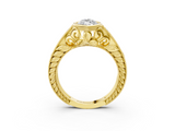 Yellow gold Bezel Set Marquise Diamond Milgrain Pave Engagement Ring_40