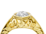 Yellow gold Bezel Set Marquise Diamond Milgrain Pave Engagement Ring_41