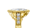Yellow gold Bezel Set Marquise Diamond Milgrain Pave Engagement Ring_42