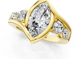 Yellow gold Bezel Set Marquise Diamond Split Shank Ring_4