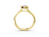 Yellow gold Bezel Set Marquise Solitaire Diamond Ring with Smooth Band 4