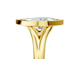 Yellow gold Bezel Set Marquise Solitaire Diamond Ring with Smooth Band