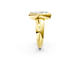 Yellow gold Bezel Set Marquise Solitaire Ring with Wide Band 3