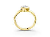 Yellow gold Bezel Set Marquise Solitaire Ring with Wide Band 4