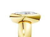 Yellow gold Bezel Set Marquise Solitaire Ring with Wide Band