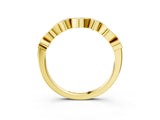 Yellow gold Bezel Set Marquise and Round Diamond Stackable Band_12