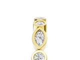 Yellow gold Bezel Set Marquise and Round Diamond Stackable Band_14