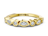 Yellow gold Bezel Set Marquise and Round Diamond Stackable Band_9