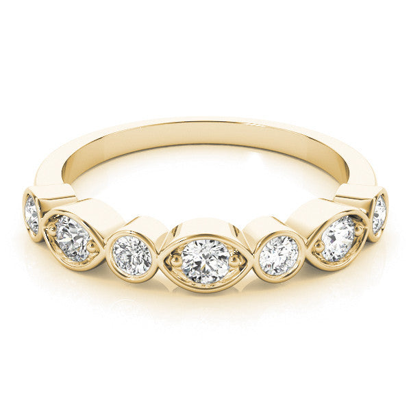 Yellow gold Bezel Set Mixed Shape Diamond Eternity Band 1