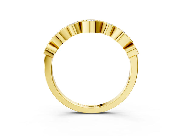Yellow gold Bezel Set Mixed Shape Diamond Eternity Band