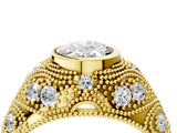 Yellow gold Bezel Set Oval Cut Diamond Milgrain Band Ring_17