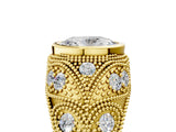 Yellow gold Bezel Set Oval Cut Diamond Milgrain Band Ring_18