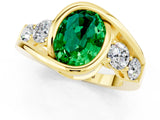 Yellow gold Bezel Set Oval Cut Diamond Split Shank Ring_1