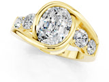 Yellow gold Bezel Set Oval Cut Diamond Split Shank Ring_1