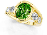 Yellow gold Bezel Set Oval Cut Diamond Split Shank Ring_1