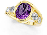 Yellow gold Bezel Set Oval Cut Diamond Split Shank Ring_1