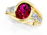 Yellow gold Bezel Set Oval Cut Diamond Split Shank Ring_1