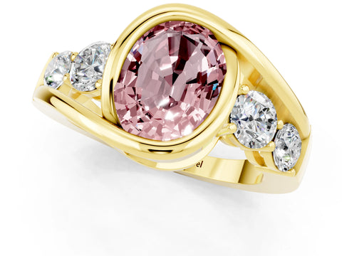 Yellow gold Bezel Set Oval Cut Diamond Split Shank Ring_1