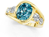 Yellow gold Bezel Set Oval Cut Diamond Split Shank Ring_1