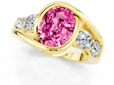 Yellow gold Bezel Set Oval Cut Diamond Split Shank Ring_1