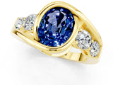 Yellow gold Bezel Set Oval Cut Diamond Split Shank Ring_1