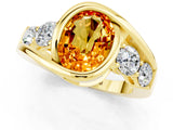 Yellow gold Bezel Set Oval Cut Diamond Split Shank Ring_1