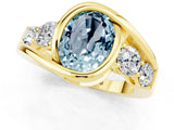 Yellow gold Bezel Set Oval Cut Diamond Split Shank Ring_1