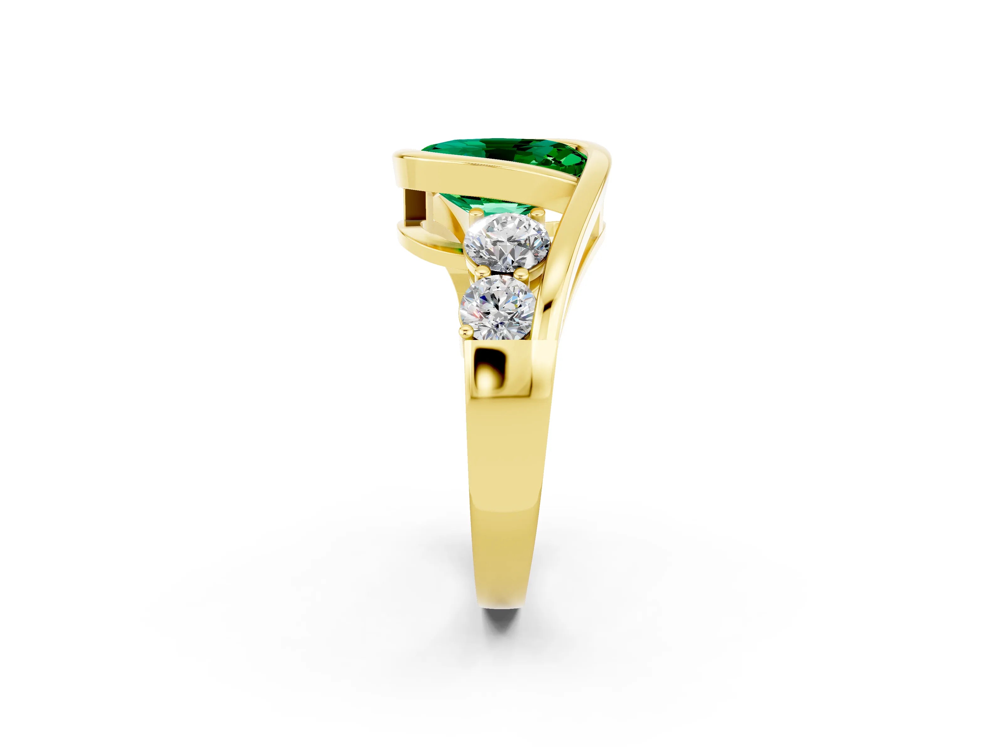 Yellow gold Bezel Set Oval Cut Diamond Split Shank Ring_2