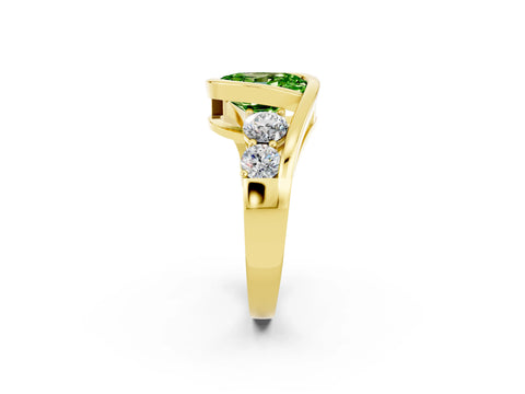 Yellow gold Bezel Set Oval Cut Diamond Split Shank Ring_2